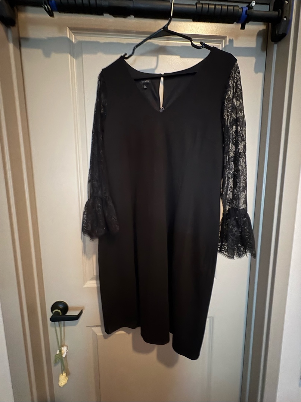 Talbots Black Lace-Sleeve A-Line Dress
